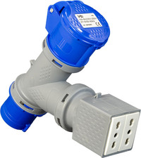 - Adattatore Sdoppiatore Industriale Spina CEE IP44, 1 Presa CEE IP44 E 1 Presa 