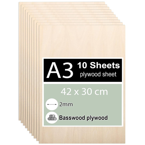 Pezzi compensato 2mm legno - 10,