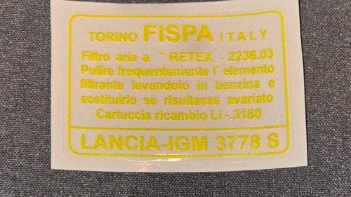 Adesivo vano motore lancia - vano,