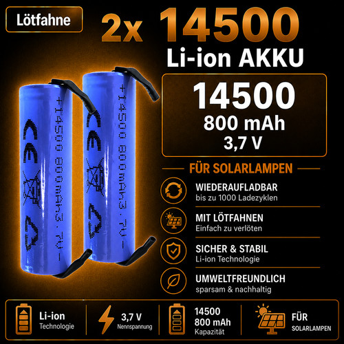 Icr 14500 800 mah - 2x,