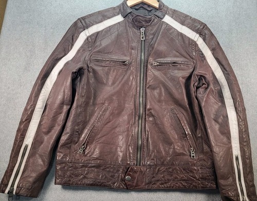 Giacca pelle marrone moto gap - giacca,