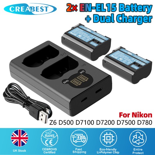 Batteria el15a per nikon - 2x, en-el15a