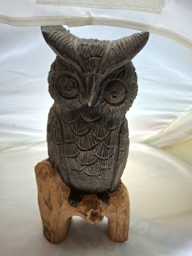 Statua gufo legno intagliato - statua,