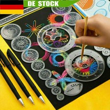 28x Spirografo Disegno Stencil Spirale Modello Righello Educazione Giocattolo Set