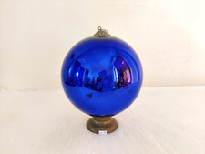 Antico Cobalto Vetro Blu Sfera 7.5 " Tedesco Kugel Decor Natale Ornamento 61