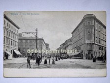 TRIESTE via del Torrente Tram Ristorante Central Pilsen animata  cartolina