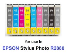 9 x Inchiostro per Epson Stylus Photo R2880 compatibile con T0961 - T0969 FULL SET