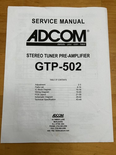 Adcom gtp 502 sintonizzatore - adcom, gtp-502