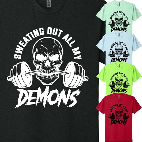 Shirt skull holding dumble - t-shirt,