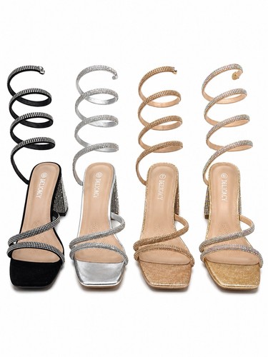 Sandali donna argento - , strass