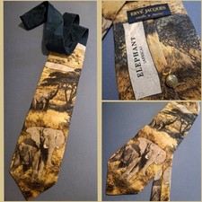 CRAVATTA UOMO (TIE)  vintage ERVE JACQUES Elephant Africa Collection New! rare