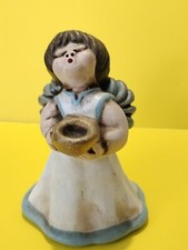 THUN Antico Angelo porta candella  10,5 cm. Bordi azzurri