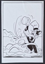 G. B. Carpi Tavola originale " Ezechiele Lupo " da Diario Disney 1968/69 !!!