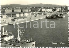 1957 LIVORNO Nave ASKEPOT all'attracco *Cartolina FG VG COLONIA FERROVIERI