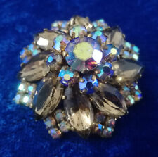 VINTAGE Bijou ancien BROCHE cristaux strass brillants aurora borealis