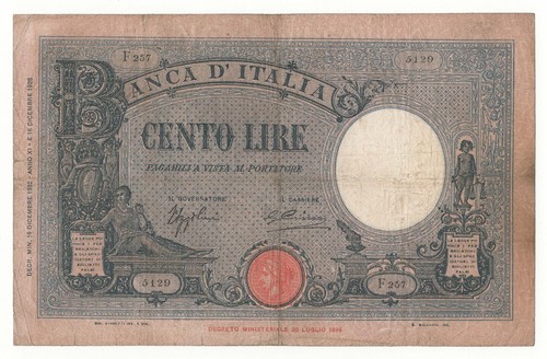 100 lire azzurrino - , (