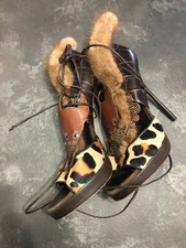 SANDALI TIGRATI MACULATI TACCO ALTO PELLICCIA DSQUARED2 n. 39 usato