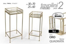 2 TAVOLINI ORO TAVOLO METALLO