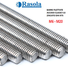 BARRE FILETTATE ZINCATE 1MT ACCIAIO CLASSE 4.8 DIN975 BARRA FILETTATA - M6 A M20
