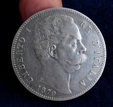 UMBERTO I 5 LIRE 1879 ROMA BB ARGENTO SILVER COIN ORIGINALE BUON BB