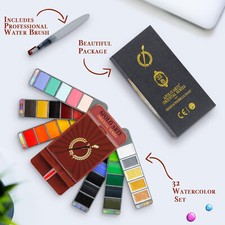 Pinturale Arts Set Acquerelli Professionali, 32 Colori + Pennello  NUOVO