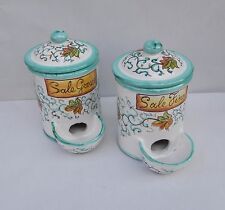 1 Barattolo Porta Sale con vaschetta autoriempitiva in ceramica di vietri TS