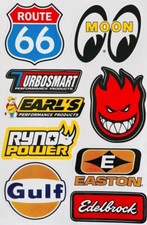 Adesivi Monster Energy Gulf Turbo Ruote 66 Skateboard Bici Casco Meccanico Rossi