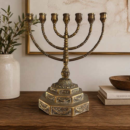 Menorah vintage ottone a - menorah,