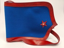 Porta libri con tracolla in pelle/tessuto vintage anni 60-70