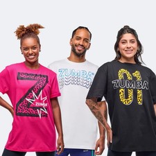 T-shirt unisex Zumba Sizzlin' - taglia 1 adatta alla maggior parte! Scegli Rosa, Bianco o Nero ~ Nuovo!
