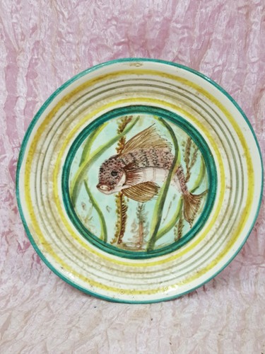 Piatto piano ceramica decoro - , a