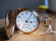 Antica equità Waltham riempita d'oro 15 J. Orologio da tasca Hunter taglia 16. FWO.