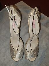 Farasion donna tacco 6 pollici strass plateau con cinturino a T taglia EU 39/US 9