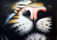 Quadro olio TIGRE - 100 x 70 cm- Opera unica certificata Carla Desantis