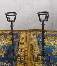 Coppia Di Alari Antichi Alari da Camino Ferro Battuto Stampato