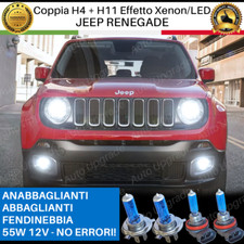 CONVERSIONE FARI EFFETTO XENON LED A LUCE BIANCA PER JEEP RENEGADE H4 + H11 55W