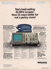 Tektronix 2213A 2215A Oscilloscopio 60 MHz Pubblicità Stampa Vintage 1984