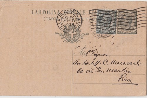 Italia 1924 15c intero - italia,