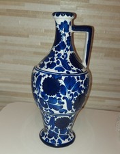 ANFORA BOTTIGLIA CERAMICA UN MANICO DECORI BLU ZARA LUX ARDO - CCM FAENZA