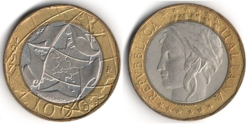 Italia 1000 lire 1997 - lire,, mappa