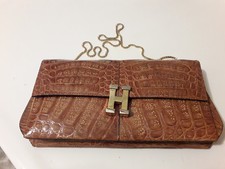  POCHETTE BORSA in vero Rettile COCCODRILLO con catenella  Vintage anni 70/80