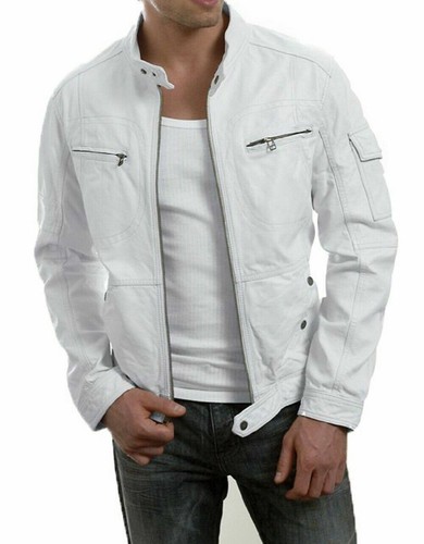 Men white genuine lambskin - men’s,