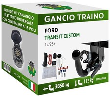 Gancio Orizzontale Estraibile Ford TRANSIT CUSTOM FURGONE Dal 23 Centralina 13P
