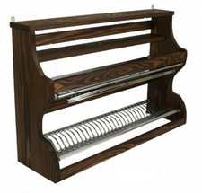 Piattaia in legno colore noce gocciolatoio scolapiatti in acciaio inox credenza