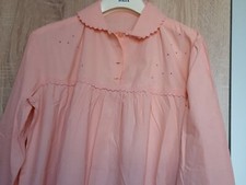 Camicia da notte vintage cotone manica lunga colore rosa ricami 4 bottoni