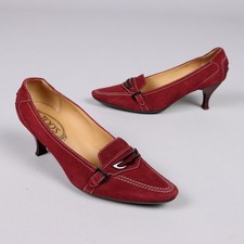 Tod's Mocassino Second Hand Scamosciato Bordeaux Scarpe Tacco Misura 37 Italia