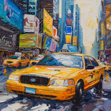 Quadro ad olio cabina taxi New