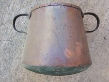 Paiolo antico in rame martellato e stagno pentola calderone vintage con manici