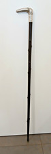 Antico Bastone Legno da Passeggio Manico in Argento 800 Vintage