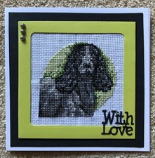 Cross-stitched Card of a Blue